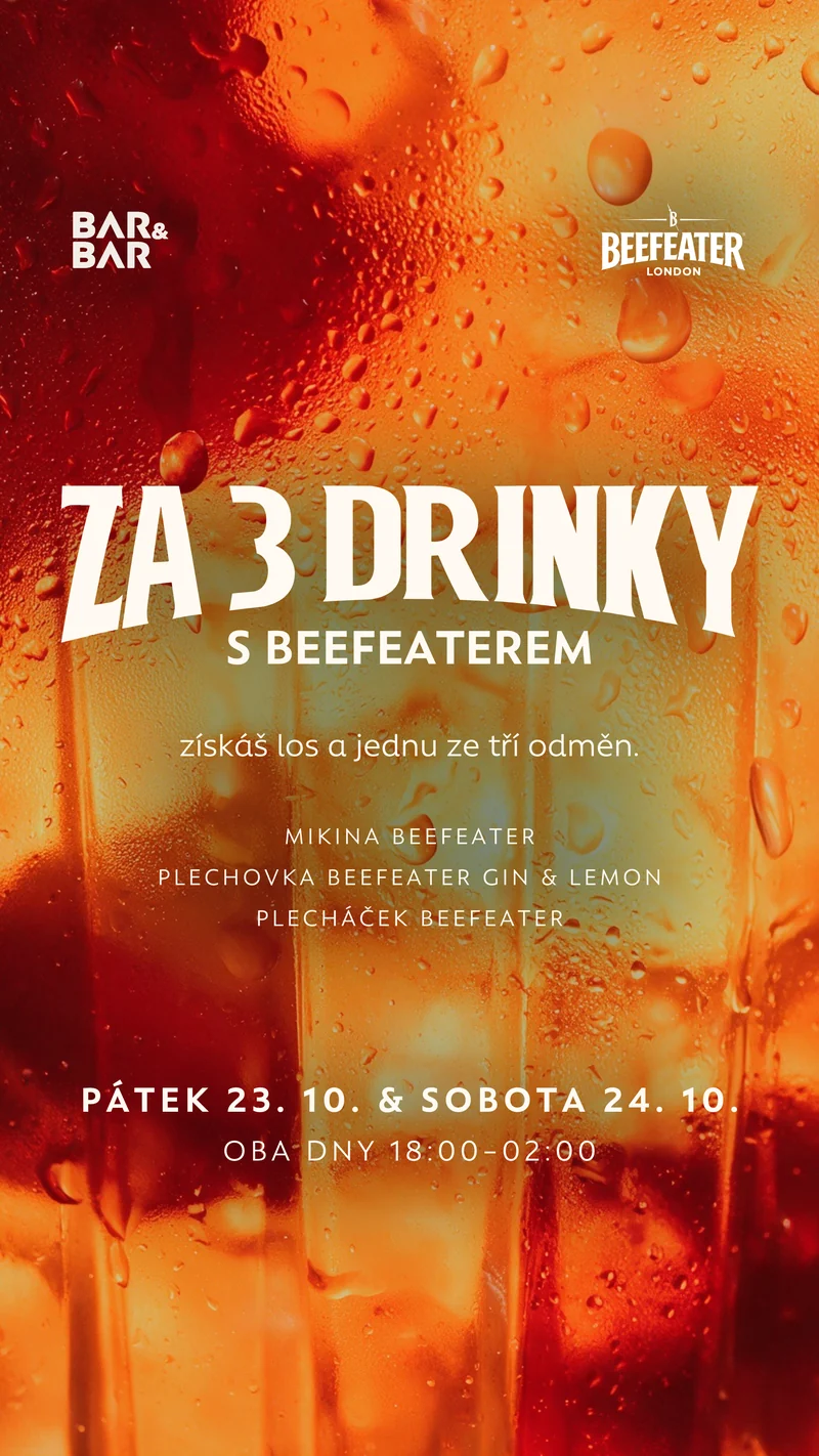 Oranžová stories BAR&BAR a Beefeater, Za 3 drinky s Beefeaterem získáš los