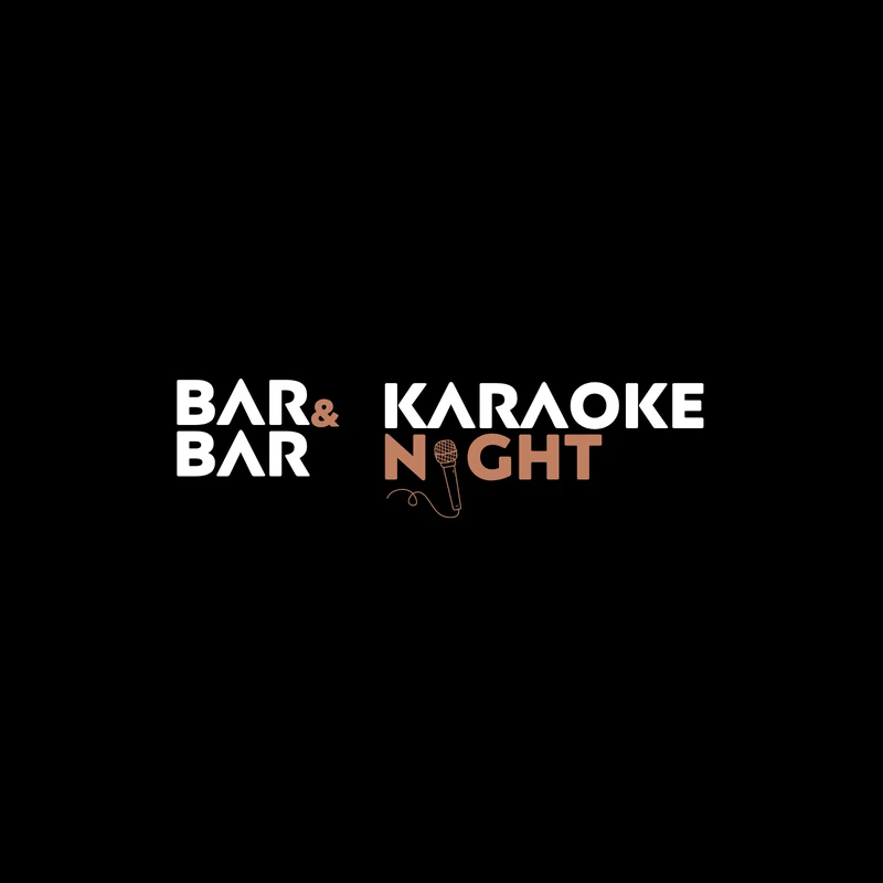 Logo BAR&BAR s nápisem Karaoke night a mikrofonem místo písmene I