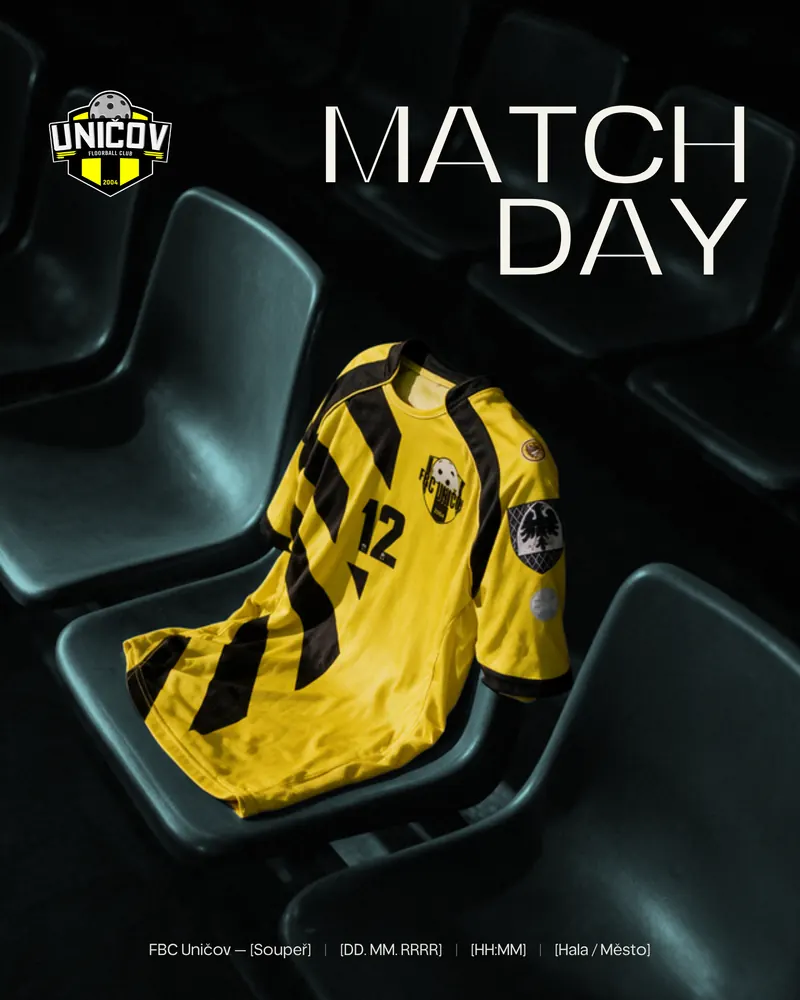 Matchday grafika, dres na sedačce v hale