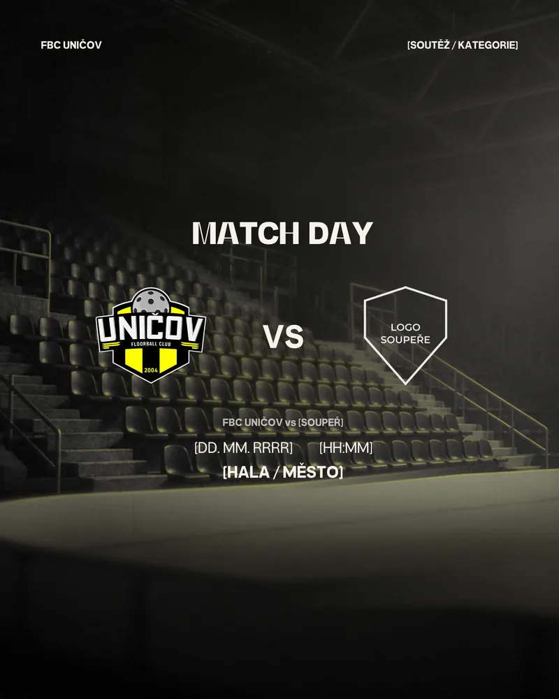 Matchday grafika, prázdná hala a znaky klubů