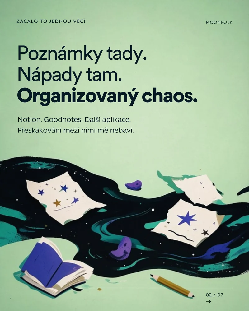 Slide Poznámky tady, nápady tam