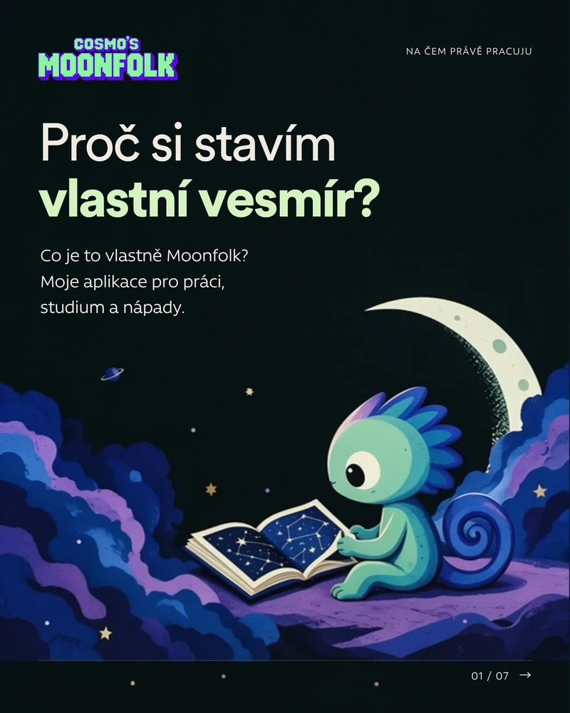 Titulní slide Proč si stavím vlastní vesmír?