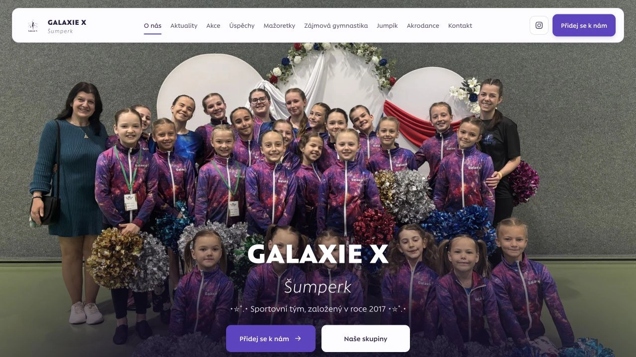 Web sportovního týmu Galaxie X Šumperk